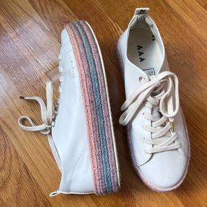 White leather platform sneakers espadrilles